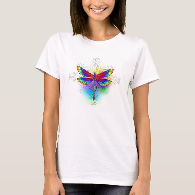 Camiseta Dragón poligonal arcoiris (Anverso)