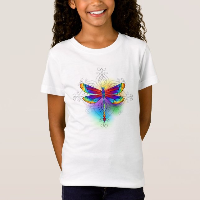 Camiseta Dragón poligonal arcoiris (Anverso)