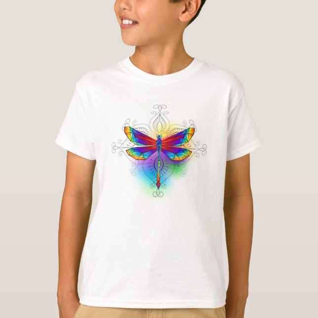 Camiseta Dragón poligonal arcoiris (Anverso)