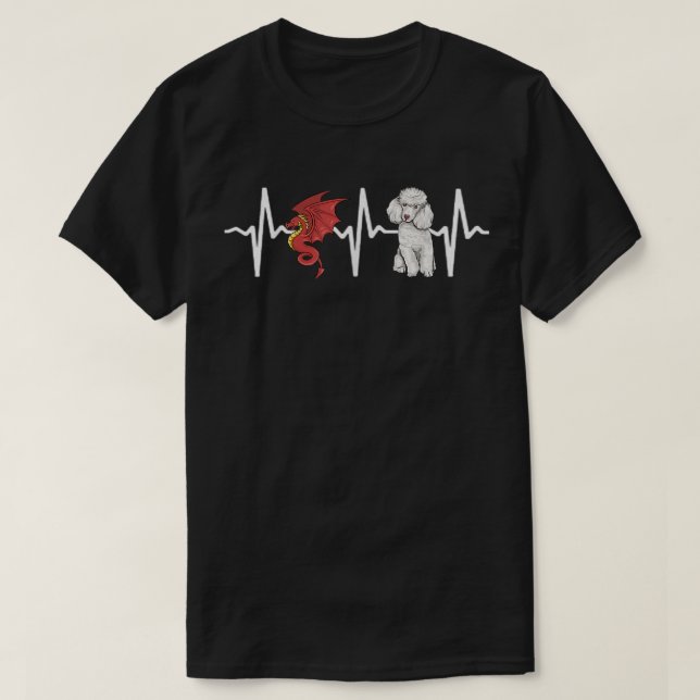 Camiseta Dragon Poodle Heartbeat Dog Lover  (Diseño del anverso)