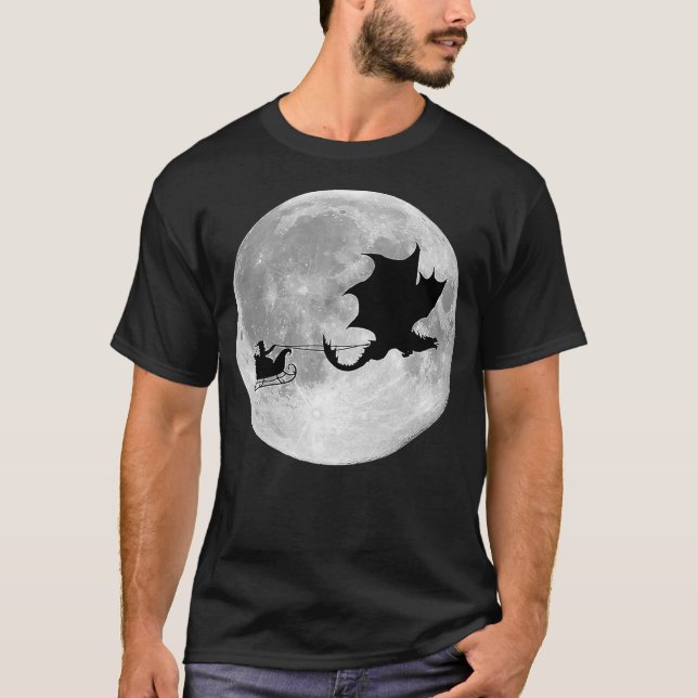Camiseta Dragon Pulls Sleigh For Santa In The Night (Anverso)