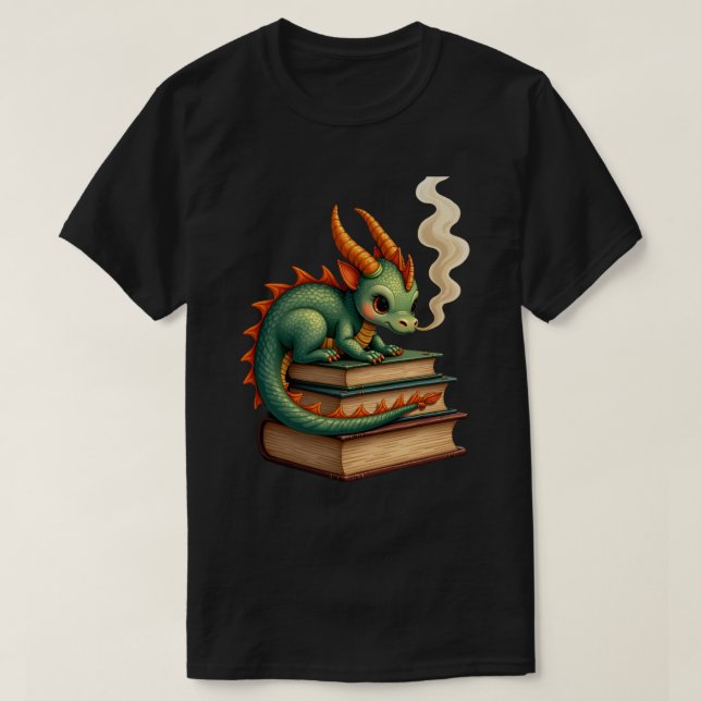 Camiseta Dragón que atesora libros (Diseño del anverso)