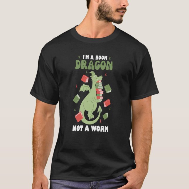 Camiseta Dragon Reads Books Book worm Book Dragon (Anverso)