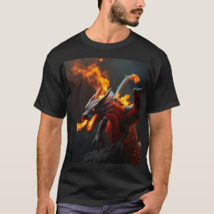 Camiseta Dragón Realista de Fantasía que Respira Fuego