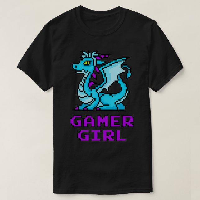 Camiseta Dragon Retro 8 Bits Guay Gamer Chica Regalo Mujere (Diseño del anverso)