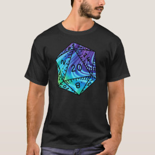 Camiseta Dragón Retro Dungeon Dice D20 Blue Tie Dye RPG Ga