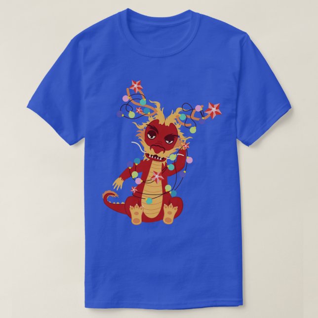 Camiseta Dragón rojo con guirnalda (Diseño del anverso)