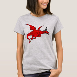 Camiseta Dragón rojo divertido Galés en gorra tradicional