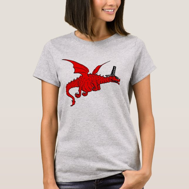 Camiseta Dragón rojo divertido Galés en gorra tradicional (Anverso)