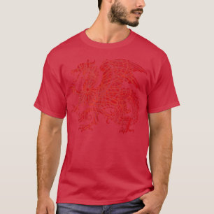 Camiseta Dragón rojo feroz con alas enarboladas y Mandala D