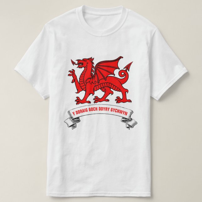 Camiseta Dragón rojo galés con eslogan (Diseño del anverso)