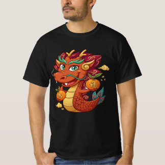 Camiseta Dragón Rojo Lindo Vector Clipart | Año Nuevo Chino