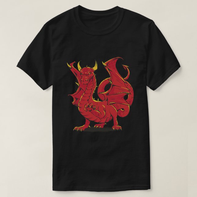 Camiseta Dragón rojo sórdido chino rojo (Diseño del anverso)