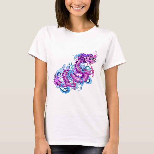 Camiseta Dragón rosado con el chapoteo del agua (Anverso)