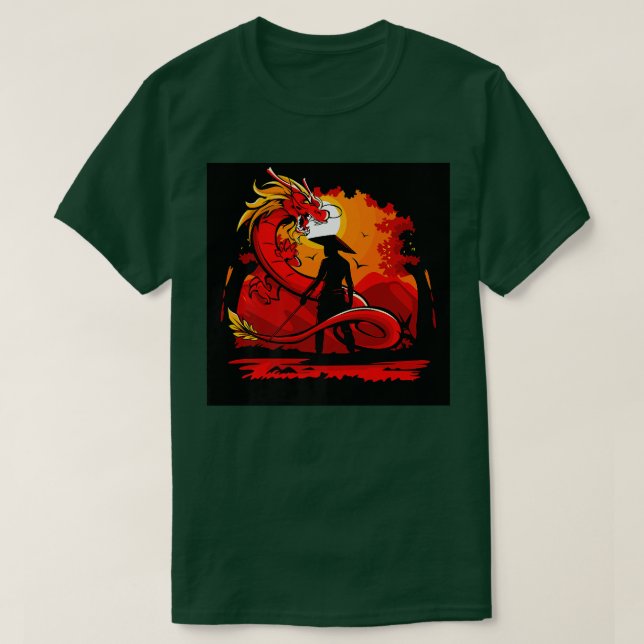 Camiseta Dragon Samurai Knight Sword Red Mythasy S (Diseño del anverso)