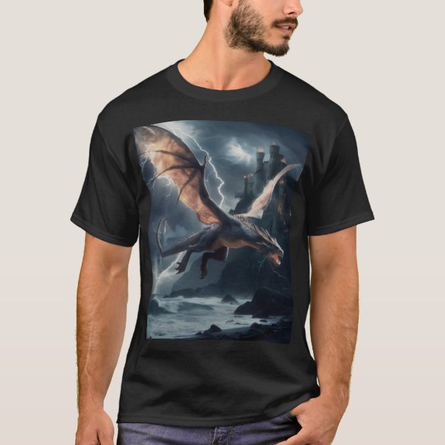 Camiseta Dragón sobre el castillo. (Anverso)