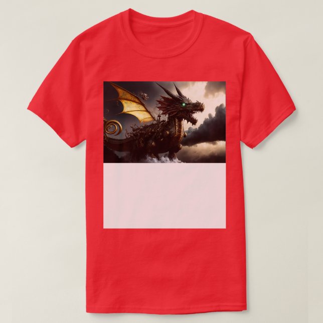 Camiseta Dragón Steampunk En Tormenta (Diseño del anverso)