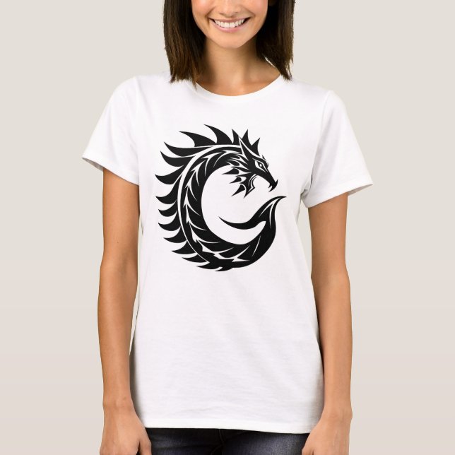 Camiseta Dragon Styled Letter C, Dragon Alphabet, Monogram (Anverso)