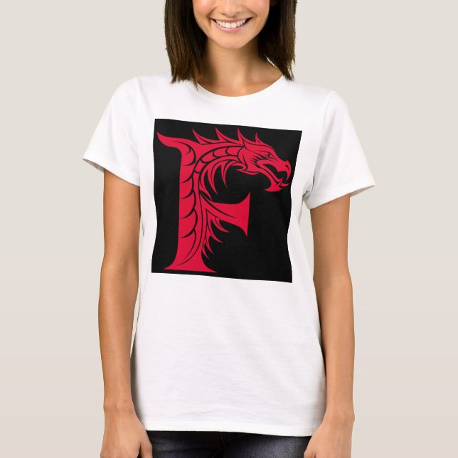 Camiseta Dragon Styled Letter F, Dragon Alphabet, Monogram (Anverso)
