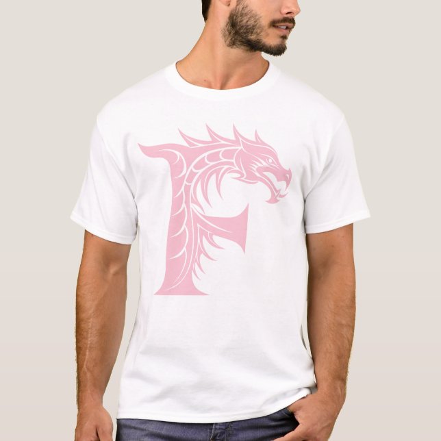 Camiseta Dragon Styled Letter F, Dragon Alphabet, Monogram (Anverso)