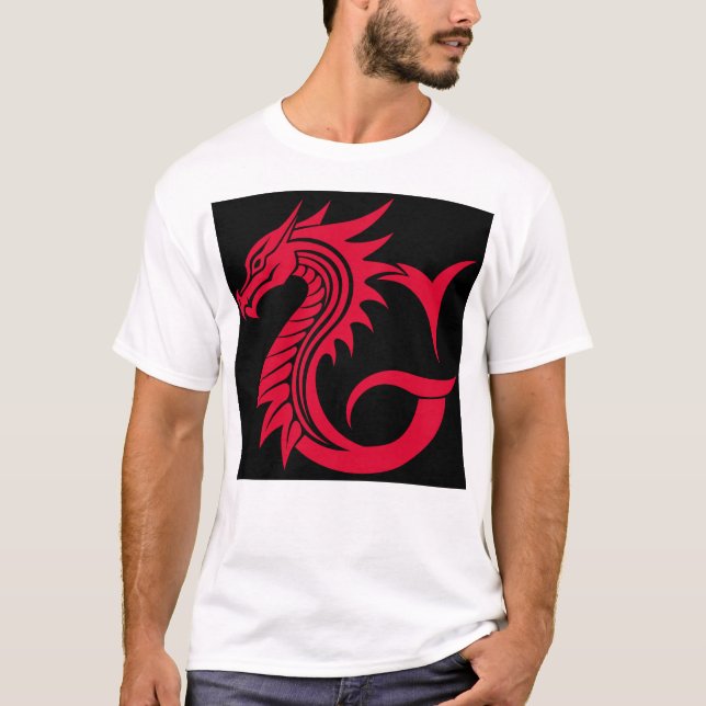 Camiseta Dragon Styled Letter G, Dragon Alphabet, Monogram (Anverso)