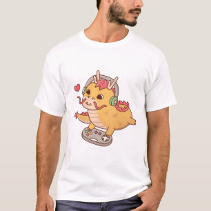 Camiseta Dragón suave jugando videojuegos en controlador de