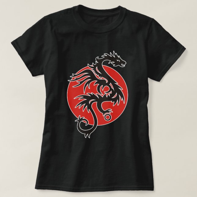 Camiseta Dragon Sun - blanco rojo negro + tus ideas (Diseño del anverso)