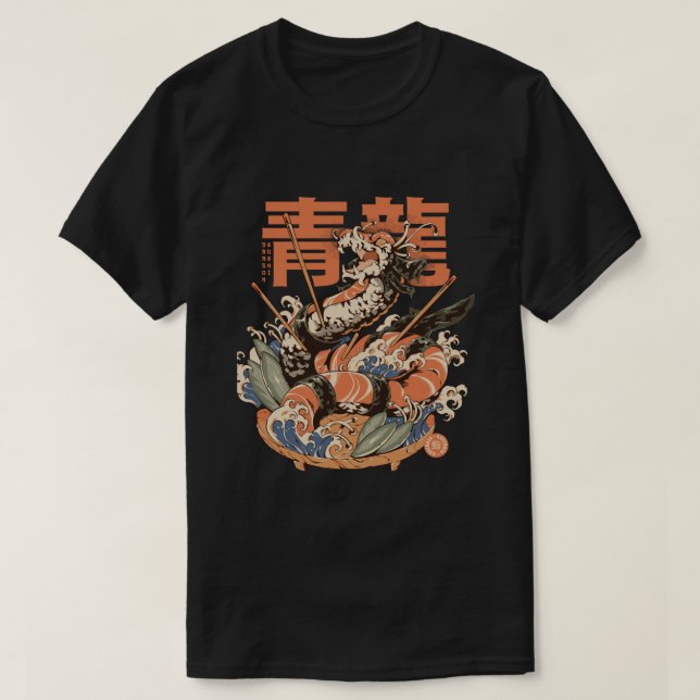 Camiseta "Dragon Sushi - Noir" par ilustrata (Diseño del anverso)
