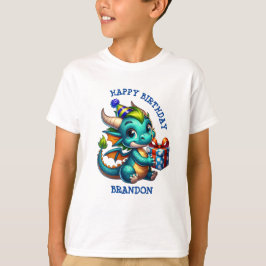 Camiseta Dragón Tema Personalizado Niño de Cumpleaños