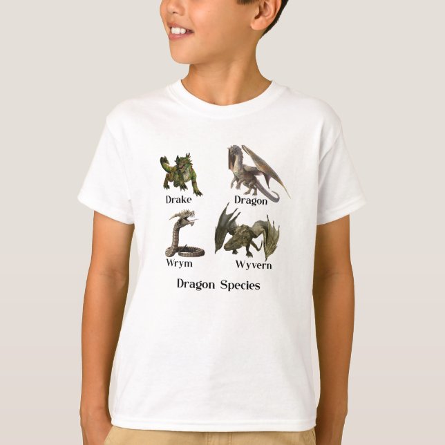 Camiseta Dragon Tipos de Especies Wyvern Drake Wrym (Anverso)