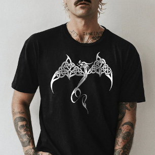 Camiseta Dragón Tribal Celta Entrelazado Negro Blanco Fanta