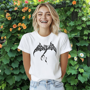 Camiseta Dragón Tribal Celta Entrelazado Negro Blanco Fanta