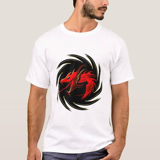 Camiseta dragon tribal rouge chinois logo  (Anverso)