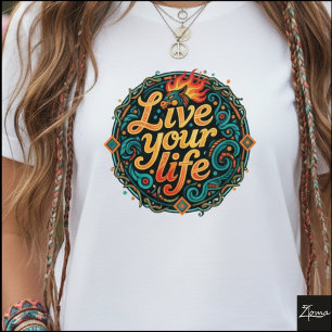 Camiseta Dragón Tribal Vive Tu Vida Geométrico