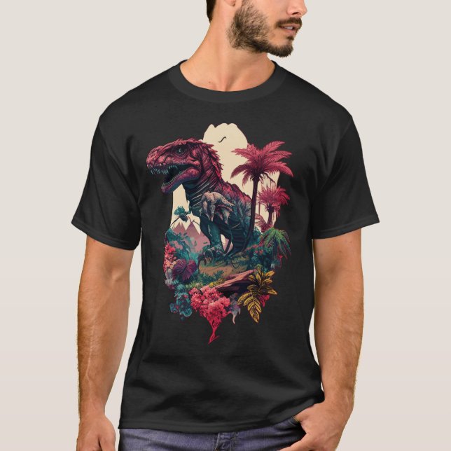 Camiseta Dragón tropical botánico Dinosaurio Isl Prehistóri (Anverso)