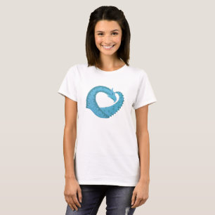 Camiseta Dragón verde azulado del corazón en blanco