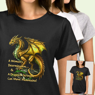 Camiseta Dragón verde dorado y mujer puede mover montañas