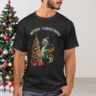 Camiseta Dragón verde en la víspera de los Navidades
