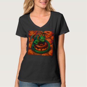 Camiseta Dragón Verde Mini Adorable & Arte Fantástico de Do