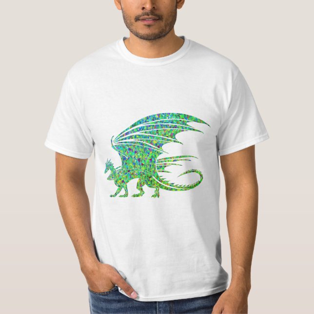 Camiseta Dragón Verde Mosaico Increíble (Anverso)