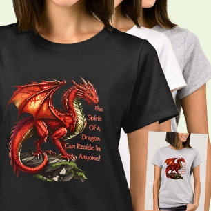 Camiseta Dragón verde rojo, el espíritu puede residir en cu