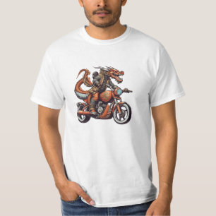 Camiseta Dragón vintage en motocicleta