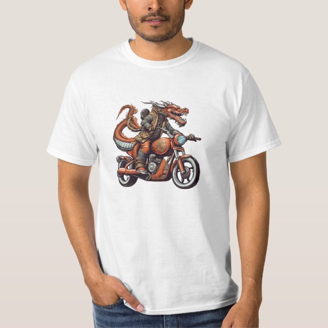 Camiseta Dragón vintage en motocicleta (Anverso)