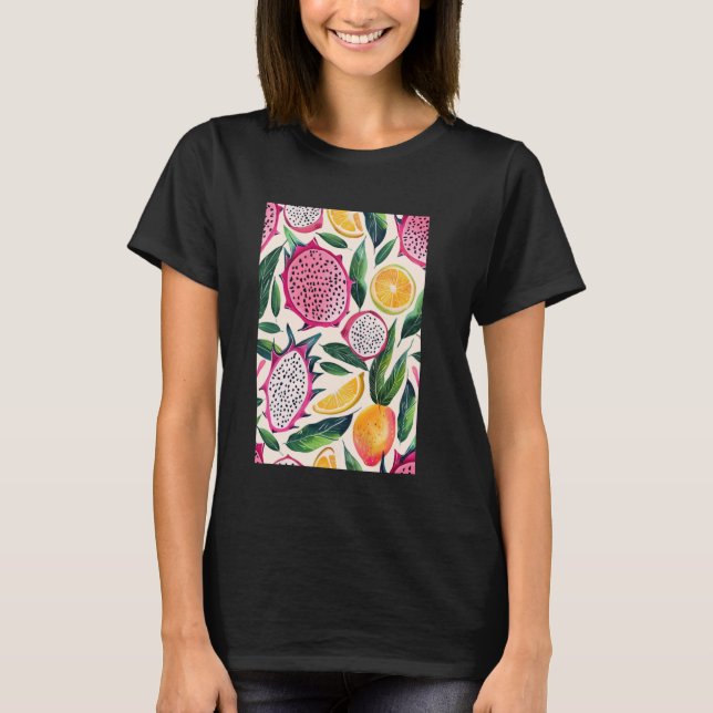 Camiseta Dragón Vintage Fruit Cute Pattern Art (Anverso)