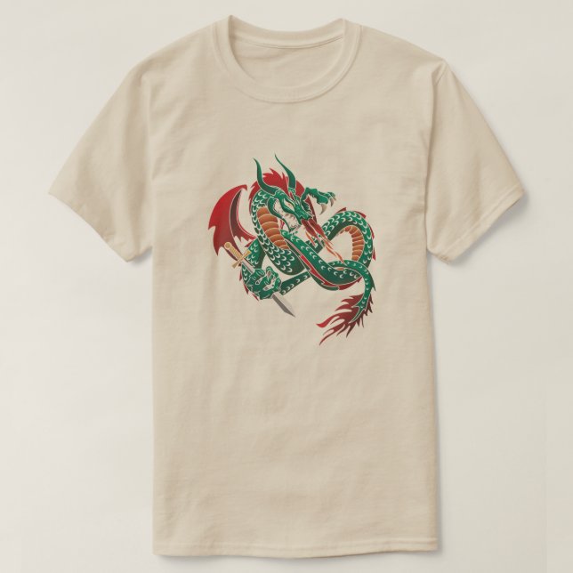 Camiseta Dragón volador verde (Diseño del anverso)