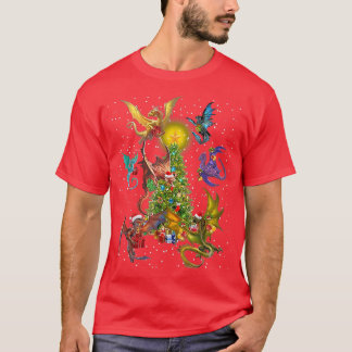 Camiseta Dragón vuela alrededor de árboles de Navidad Drago