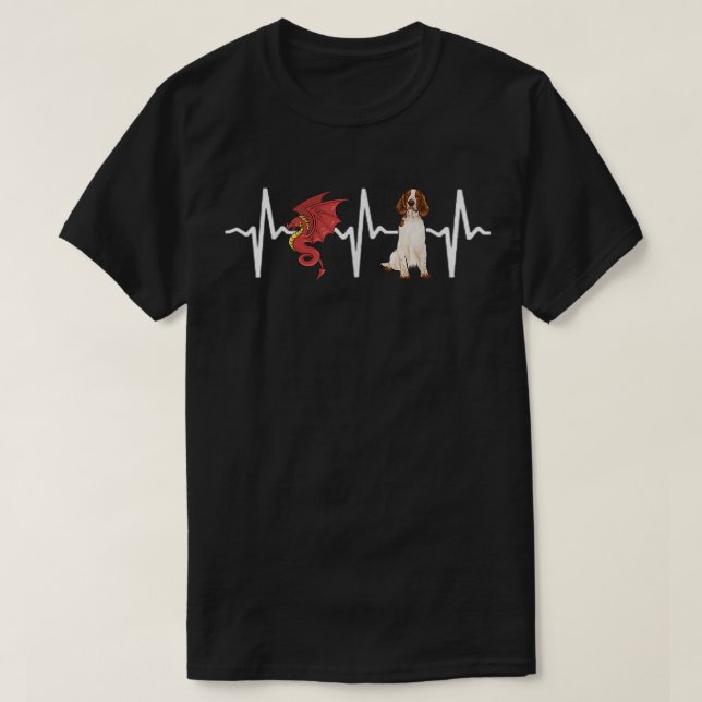 Camiseta Dragon Welsh Springer Spaniel Heartbeat Dog Lover  (Diseño del anverso)
