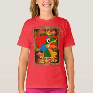 Camiseta Dragon Wood Red Gold de Año Nuevo chino
