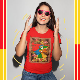 Camiseta Dragon Wood Red Gold de Año Nuevo chino