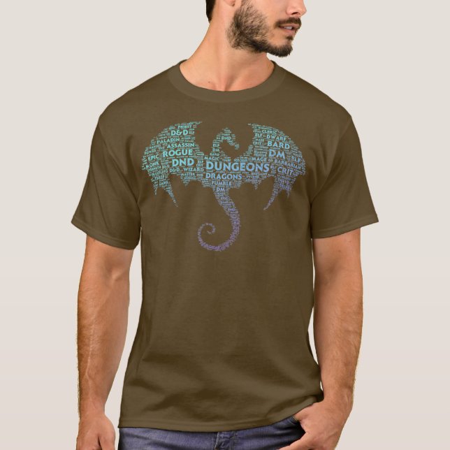 Camiseta Dragon Word Art Dungeon Crawler RPG DM Gaming (Anverso)